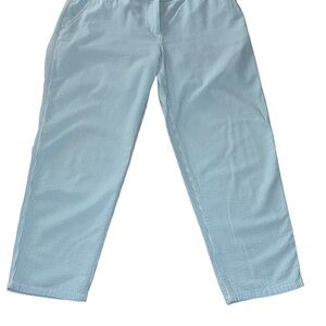 Crown & Ivy Light Blue and White Striped Seersucker Pants - size 8